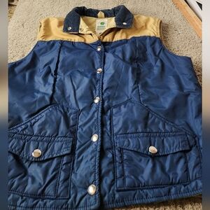 Boy's Vintage Sierra Designs Vest - Tan & Blue - 13/14